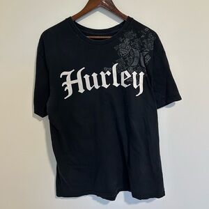 Y2K Hurley Surf Black and White Graphic Tee Size Large